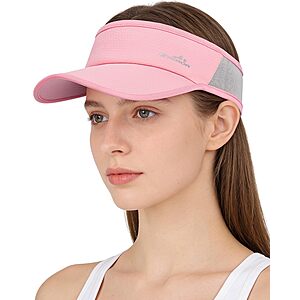 GXCROR Sports Sun Visor Hat Men Women, Lightweight Breathable Quick-Dry Visor Hat, UPF 50+ Tennis Golf Running Visor Pink
