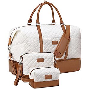 Weekender Bags for Women with Toiletry Bags Large Overnight Bags Travel Duffel Bag Carry On Shoulder Weekend Tote with Shoe Compartment and Wet Pocket for Girls Airplane Traveling, Gym