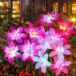 5-Pack Aukora Solar LED Lily Flower Garden Lights w/ 7-Color $15.99 + Free Shipping w/ Prime or on $35+