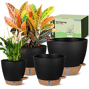 4-Pack 6"/8"/10"/12" Goproauto Self-Watering Pots w/ Deep Reservoir $16.19 + Free Shipping w/ Prime or on $35+
