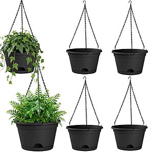 6-Pack 10" Nooulap Hanging Planters w/ Drainage Trays $19.49 + Free Shipping w/ Prime or on $35+