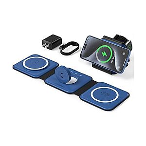 Ucomx 3-in-1 Foldable Wireless Charger Station for Multiple Devices (Classic Blue) $7.99 + Free Shipping w/ Prime