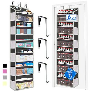 6-Tier 70" zebricolo over the door organizer w/ 12 Side Pockets $12.49 + Free shipping w/ Prime or on 35+