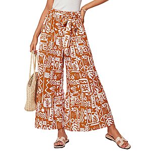 GRACE KARIN Women's Wide Leg Belted Flowy Palazzo Pants $10.19 + Free Shipping w/ Prime or on $35+