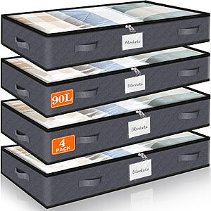 [Prime] 4-Pack 90L Foldable Under Bed Storage Bags w/ Handles $12.59 + Free Shipping