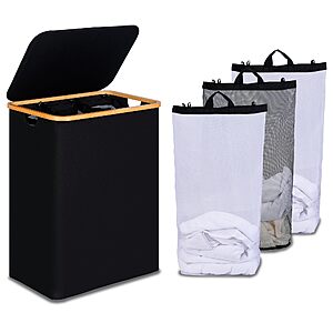 [Prime] 160L efluky 3-Section Trio Laundry Basket w/ Lid & 2 Removable Bags $16.99 + Free Shipping