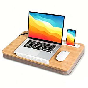 21.1" x 12.9" wishacc Portable Lap Desk Tray w/ Ergonomic Cushion (Natural Wood) $29.99 + Free Shipping w/ Prime or on $35+