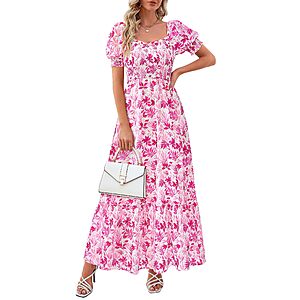 PRETTYGARDEN Women's Summer Floral Boho Eyelet Flowy Maxi Dress (Various) $16 + Free Shipping w/ Prime or on $35+