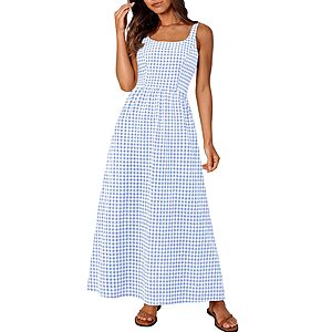 PRETTYGARDEN Women's Summer Gingham Maxi Long Dress $14.99 + Free Shipping w/ Prime or on $35+