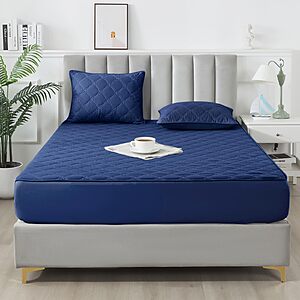 3-Piece SUVAMJAM Waterproof King Size Mattress Pad Fitted Protector $13.99 + Free Shipping w/ Prime or on $35+