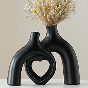 Lvases Donut Decorative Vase Set (Matte Black) $12.99 + Free Shipping w/ Prime or on $35+