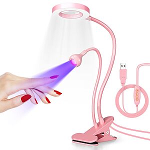 krofaue UV+LED dual 360&deg; gooseneck Nail Lamp w/ 6X Magnifier $6.99 + Free Shipping w/ Prime or on $35+