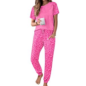 2-Piece Ekouaer Women's Short Sleeve Pajama Set $9.99 + Free Shipping w/ Prime or on $35+