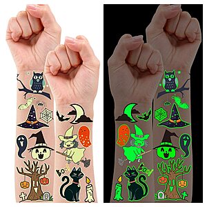 24-Sheets Partywind Halloween Luminous Glow Temporary Tattoos $2.49 + Free Shipping w/ Prime or on $35+