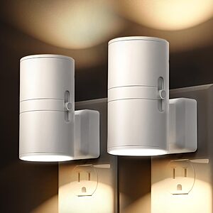 2-Pack L Lohas Dimmable Wall Plug Light Sensor LED Night Light (3000K Soft White, White or Black) $5.99 + Free Shipping w/ Prime or on $35+