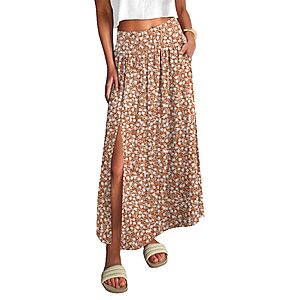 ANRABESS Women's Soft Flowy Boho Maxi Skirt w/ Side Slit $10.79 + Free Shipping w/ Prime or on $35+