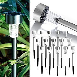 16-Pack GIGALUMI Solar LED Stainless Steel Outdoor Lights $11.87 + Free Shipping w/ Prime or on 35+