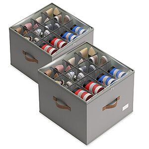 2-Pack Vincona Foldable 16-Compartment Shoe Organizer w/ Clear Cover $15.49 + Free Shipping w/ Prime or on $35+