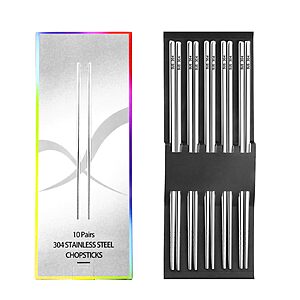 10-Pairs 8.9" Lazycorner 304 Stainless Steel Non‑Slip Chopsticks $7.49 + Free Shipping w/ Prime or on $35+