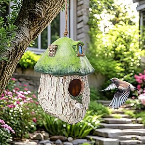 8.3" Yinns Decorative Resin Bird House for Garden $10.99 + Free Shipping w/ Prime or on $35+