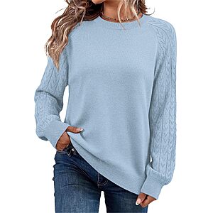 WIHOLL Women's Cozy Crew Neck Casual Knit Long Sleeve Pullover Sweater Tops (Various) $9.99 + Free Shipping w/ Prime or on $35+
