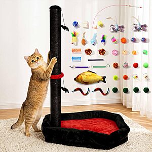 [Prime] 34" VIEFIN Gothic Cat Scratching Post w/ 40 Pcs Halloween Toys $13.99 + Free Shipping