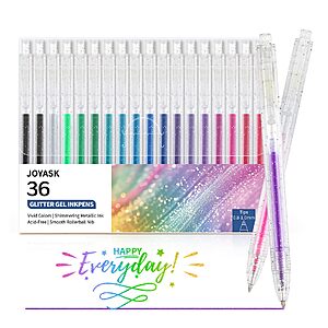 36-Pack Joyask Vibrant Retractable Glitter Gel Pens $9.99 + Free Shipping w/ Prime or on $35+