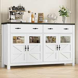 Homfa 55.1" Farmhouse Buffet Cabinet with Storage Drawer & Adjustable shelf (Various Colors) - $161.49 @ Walmart w/ free shipping