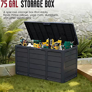 75 Gallon Outdoor Deck Box with Lockable Lid $22 + Free S/H