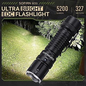 Sofirn SC33 XHP70.3 5200Lm USB-C C Rechargeable Tactical Flashlight $26 + Free S/H