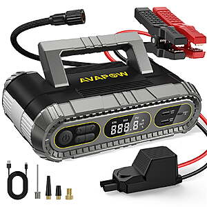 16,000mAh AVAPOW 2000A Portable Car Jump Starter w/ 150 PSI Compressor $28 + Free S/H