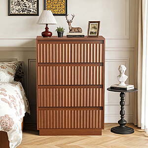 UPGO 42x28x16" 5-Drawer Fluted Dresser $90 + Free S/H