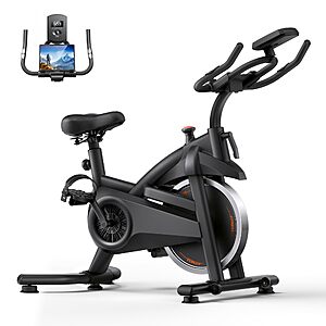 CURSOR FITNESS Exercise Bike, Brake Pad Stationary Bike for Home with Exclusive App,Friction -330-Carbon Black