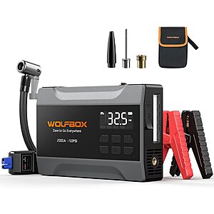 WOLFBOX 2000A 12V 10000mAh Car Jump Starter w/ 150PSI Air Compressor $41.75 + Free S/H
