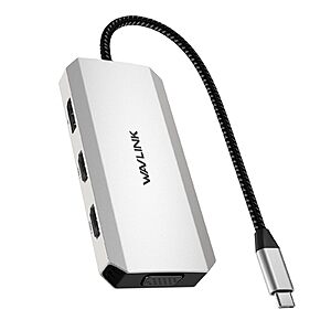 WAVLINK USB-C Quad Display Docking Station + 3 Port USB-A Hub $16.50 @ Amazon