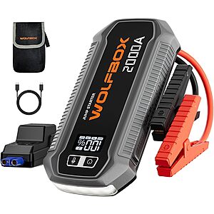 12000mAh WOLFBOX 2000A Jump Starter w/ 30W USB-C PD & USB-A QC 3.0 $27 + Free S/H
