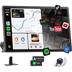 11" LAMTTO RC35 720p Wireless CarPlay / Android Auto Display + Backup Camera w/ Apps $95 + Free S/H