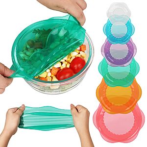 6 pcs Silicone Stretch Lids for Food Storage in Fridge, Reusable Elastic Bowl Covers for Cup, Cans, Jars, Round $14.99