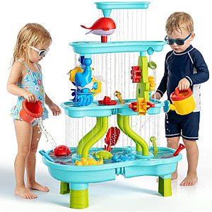4 -Tier Kids Sand and Water Table for Toddlers - Outdoor Water Sand Play Table Toys for Boys Girls $19.99