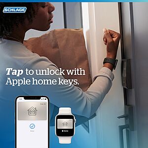 Schlage Encode Plus Smart Wi-Fi Lock for Front Door, Keyless Entry Deadbolt, Unlock with Apple Watch, Built-in WiFi and App Control, Easy Install, Alexa & Apple HomeKit Compatible, Satin Nickel