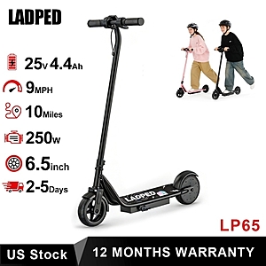 Ladped LP65 Kids Electric Scooter 3/6/9MPH 250W Motor 6.5" Solid Tires 10Mile Range Black $60.5 + Free Shipping