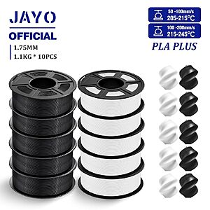 JAYO 11KG PLA+ PLA Plus 3D Printer Filament 1.75mm 10 Rolls 1.1KG/Spool $89.6 + Free Shipping