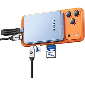 ORICO 10Gbps Magnetic M.2 NVMe Enclosure with Card Reader for iPhone | USB3.2 Gen2 $32.99