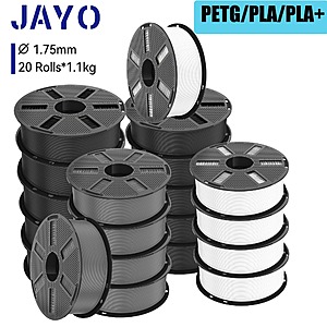 JAYO 22KG 20Rolls/1.1kg PETG 3D Printer Filament 1.75mm 1.1kg Each No Bubbles Smooth $131 + Free Shipping $131.4