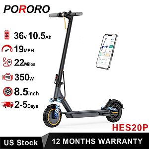 AOVOPRO Electric Scooter 36V10.5AH 350W 8.5" Dual Shock Absorption 19mph 22mi HES20P $127.2 + Free Shipping
