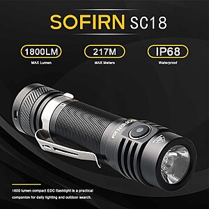 Sofirn Flashlights Models on Sale - from $15 + Free S/H - SC18 $15, HS41 $20.5, SP36 PRO $38.85 & Much More