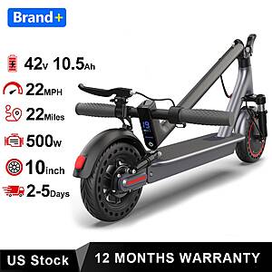 AOVOPRO 500W 22MPH 22Miles 10" Solid Tire Foldable Electric Scooter $148.2 + Free Shipping