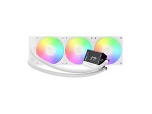 GAMDIAS CHIONE E4 360mm V2 AIO CPU Cooler & ARGB Liquid Cooler with Digital Display, 2600 RPM Pump, Clean Cable Design, 3X 120mm PWM Fan with MOBO Sync, Intel LGA 1700/1200, AMD AM5/AM4 - White