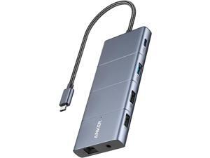 Anker 565 11-in-1 USB C Hub, 10 Gbps USB-C and USB-A Data Ports, 4K HDMI and DisplayPort, 100W Power Delivery, 2 USB 2.0 Data Ports, Ethernet, AUX, microSD and SD Card Slots, for XPS and More