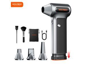WOLFBOX MF200 Electric Air Duster with Removable Battery & 4 Nozzles, Cordless 3-Speed Adjustable Compressed Air Duster for Computer Keyboard, Car Cleaning, Home, Snow & Auto Cleaning, and Outdoor Use
